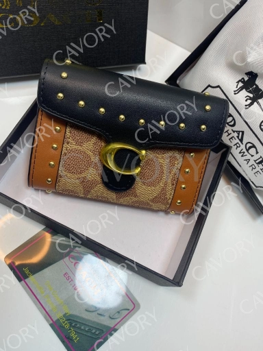 Coach Signature Studded Flap Wallet
