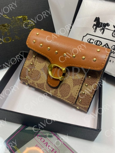 Coach Signature Studded Flap Wallet