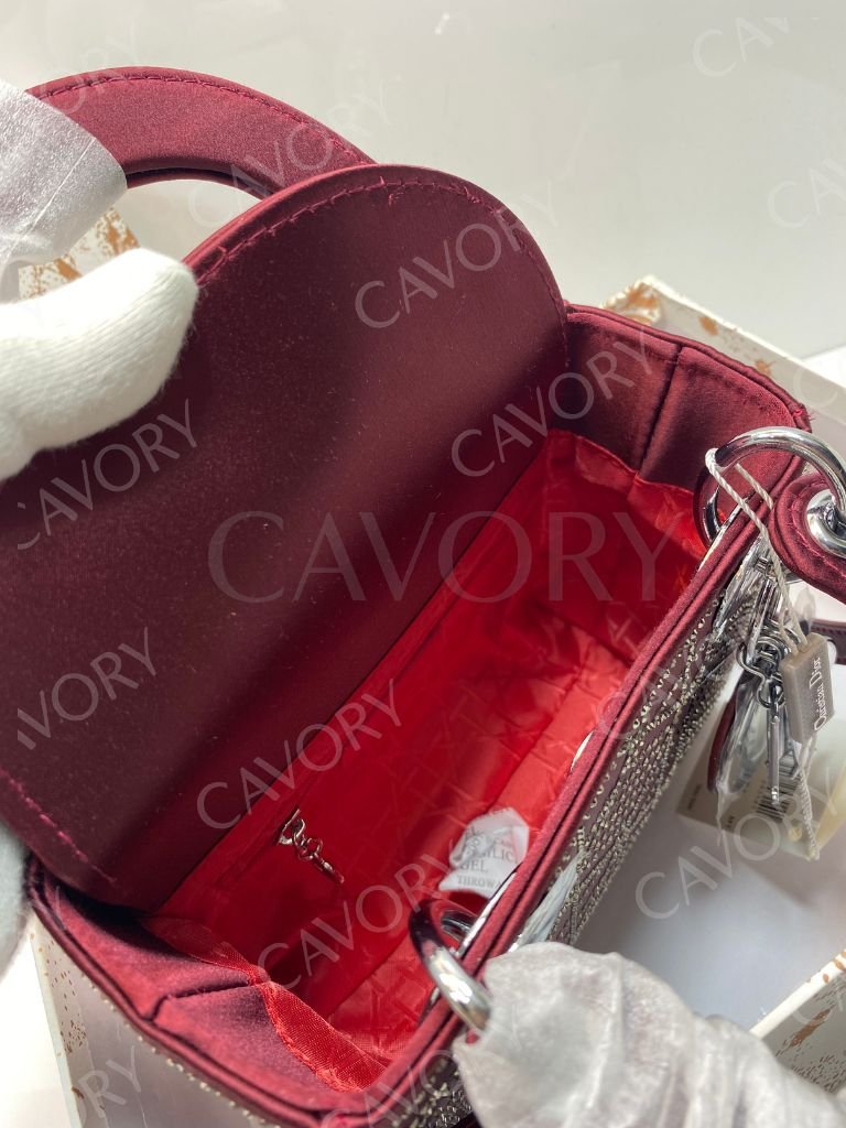 Christian Dior Lady Dior Small Studded Velvet Bag