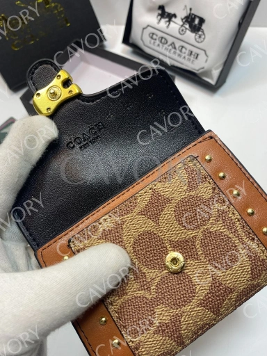 Coach Signature Studded Flap Wallet