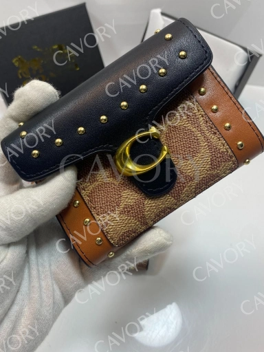 Coach Signature Studded Flap Wallet