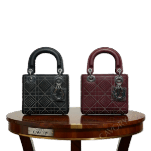 Christian Dior Lady Dior Small Studded Velvet Bag