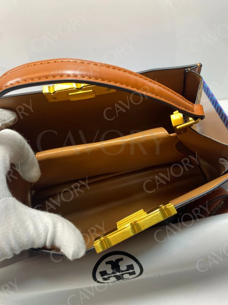 Tory Burch Lee Radziwill Leather Top Handle Bag