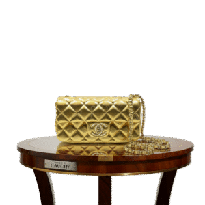 Chanel Pearl-Embellished Metallic Quilted Flap Bag – Premium Chain Shoulder Bag