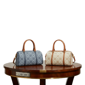 Tory Burch Monogram Canvas Boston Bag Small