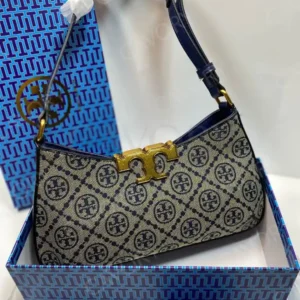 Tory Burch Monogram Shoulder Bag – Canvas with Gold-Tone Logo