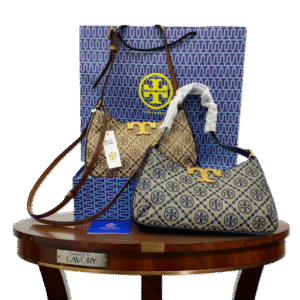 Tory Burch Monogram Shoulder Bag – Canvas with Gold-Tone Logo