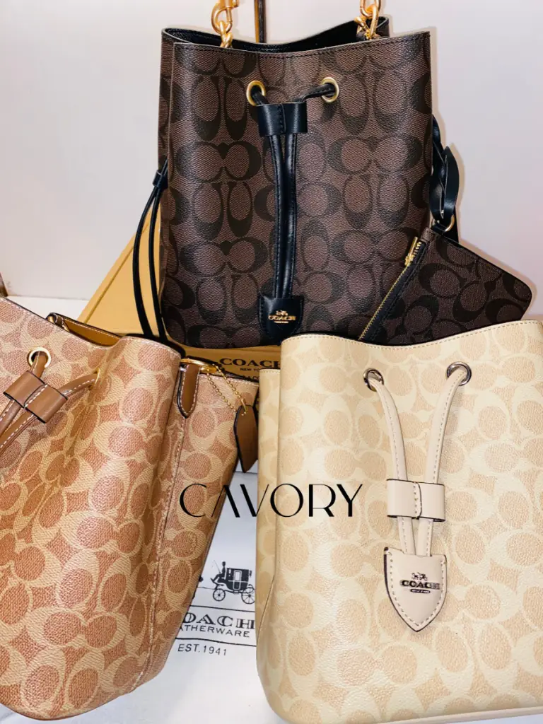 Coach Signature Canvas Drawstring Bucket Bag