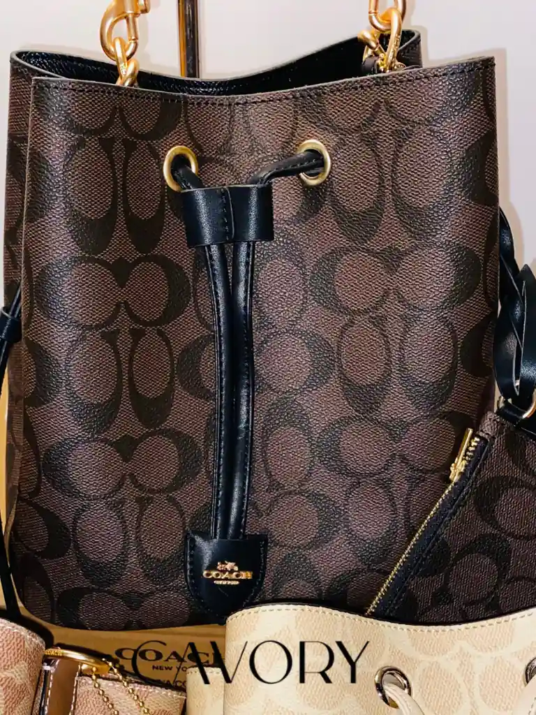 Coach Signature Canvas Drawstring Bucket Bag