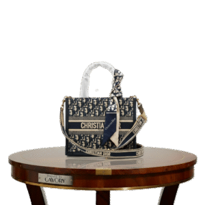 Christian Dior Embroidered Book Tote Mini – Blue Oblique Canvas