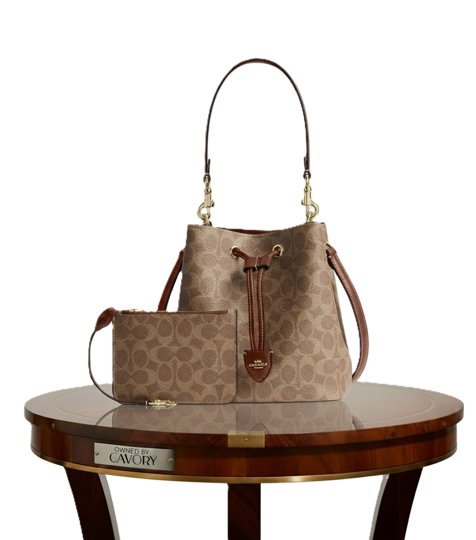 Coach Signature Canvas Bucket Bag with Pouch