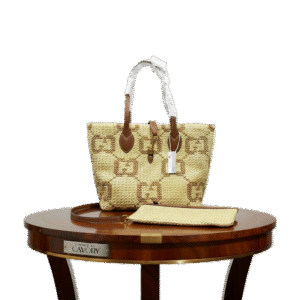 Gucci Woven/Straw GG Tote Bag with Pouch