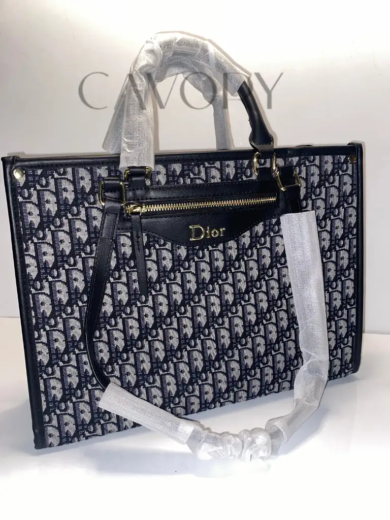 Dior Oblique Pattern Canvas Tote Bag