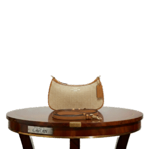 Coach Woven Straw Mini Shoulder Bag with Tan Leather Trim