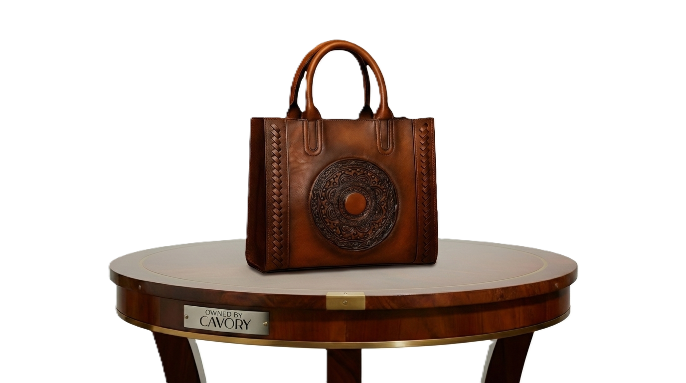 Artisan Hand-Tooled Leather Tote Vintage Bag