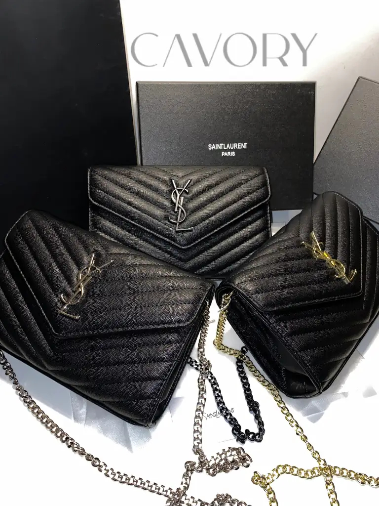 Saint Laurent (YSL) Matelassé Leather Chain Wallet Bag