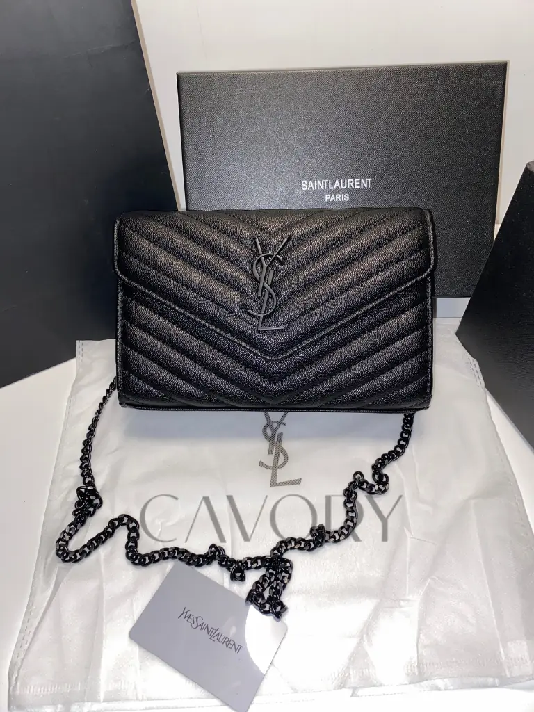 Saint Laurent (YSL) Matelassé Leather Chain Wallet Bag