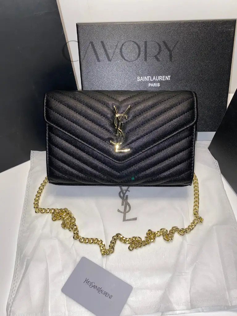 Saint Laurent (YSL) Matelassé Leather Chain Wallet Bag