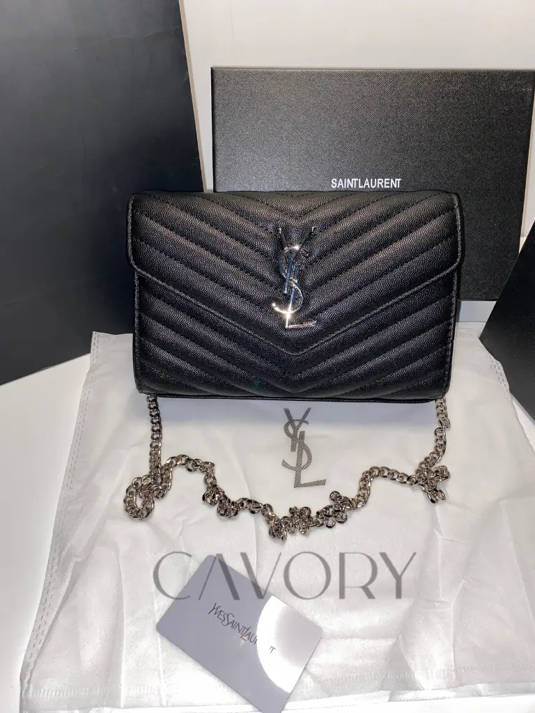 Saint Laurent (YSL) Matelassé Leather Chain Wallet Bag