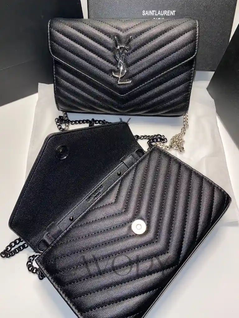 Saint Laurent (YSL) Matelassé Leather Chain Wallet Bag