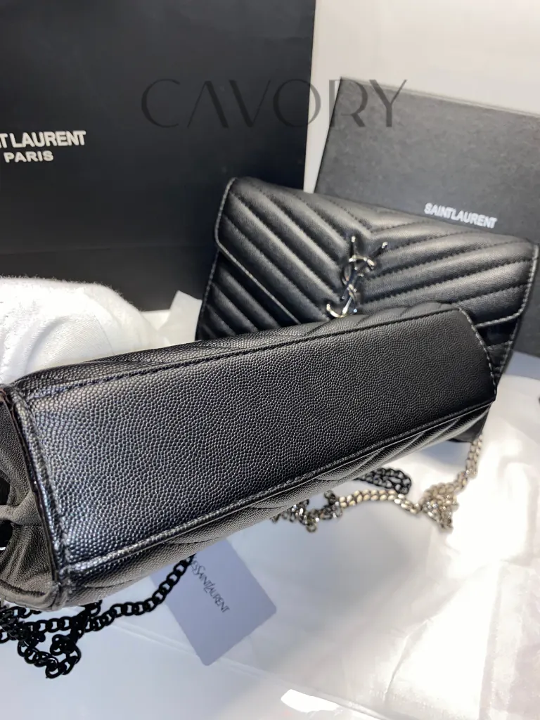 Saint Laurent (YSL) Matelassé Leather Chain Wallet Bag