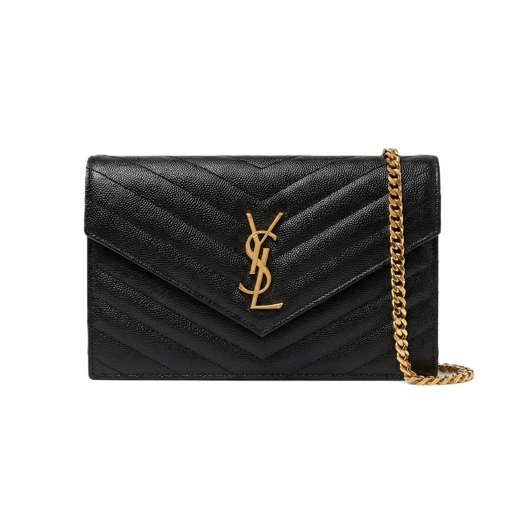 Saint Laurent (YSL) Matelassé Leather Chain Wallet Bag
