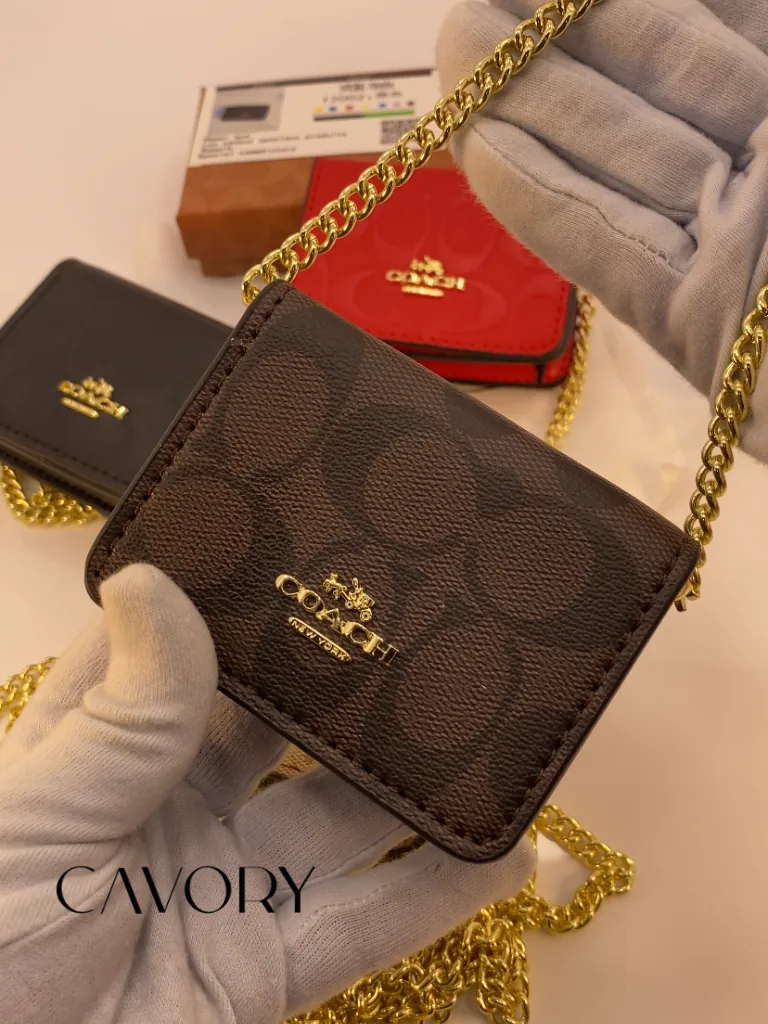 Coach Mini Wallet On A Chain In Signature Leather