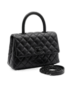 Chanel Coco Mini Top Handle Flap Bag - So Black Quilted Lambskin