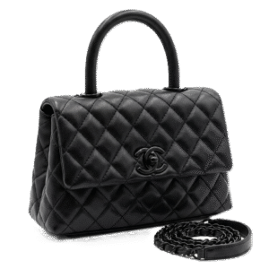 Chanel Coco Mini Top Handle Flap Bag - So Black Quilted Lambskin