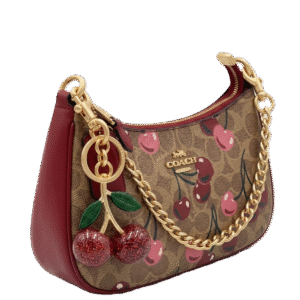 Coach Teri Shoulder Bag in Signature Canvas with Cherry Charm